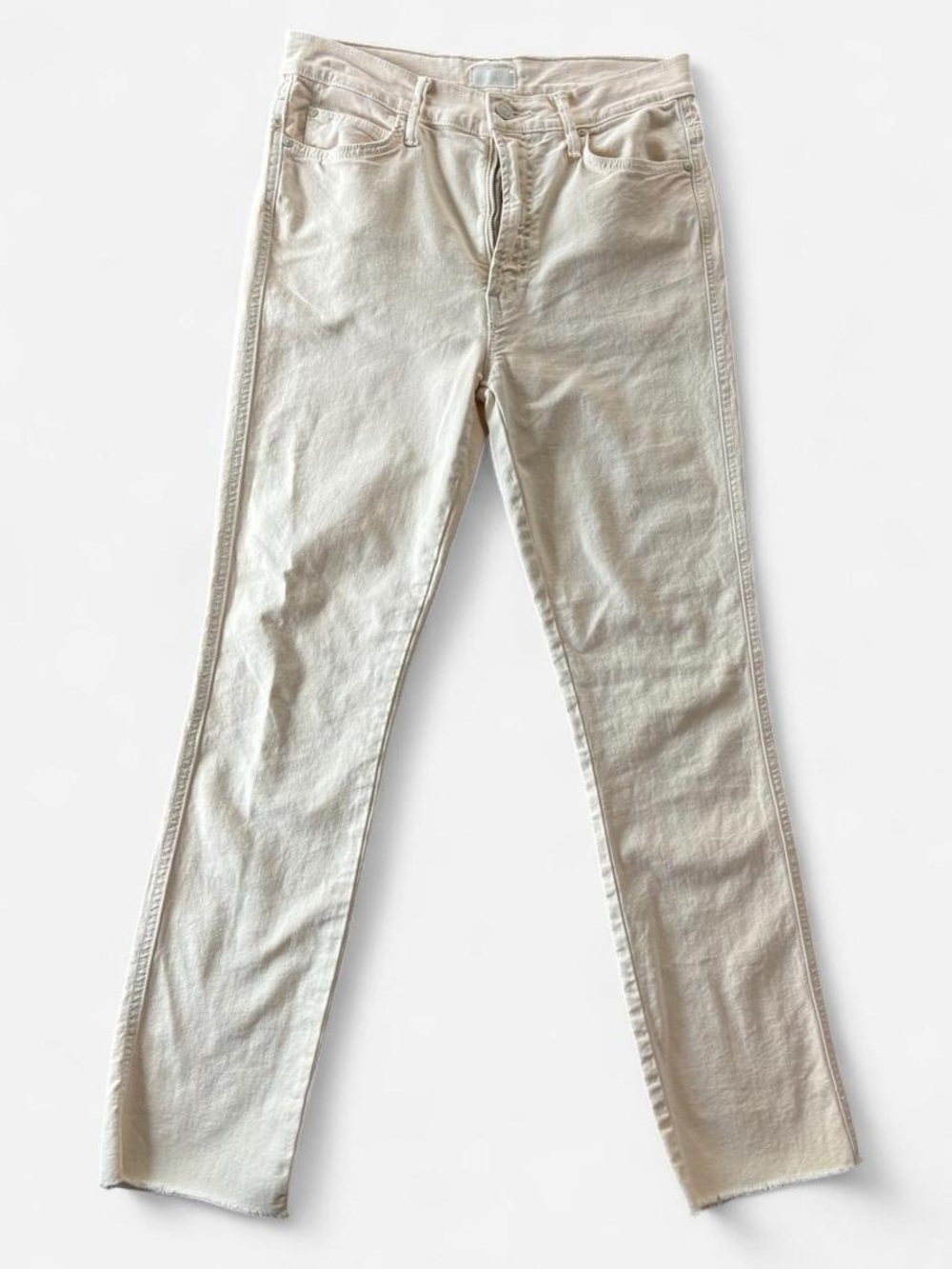 MOTHER Straight-Leg Jeans in Light Beige
